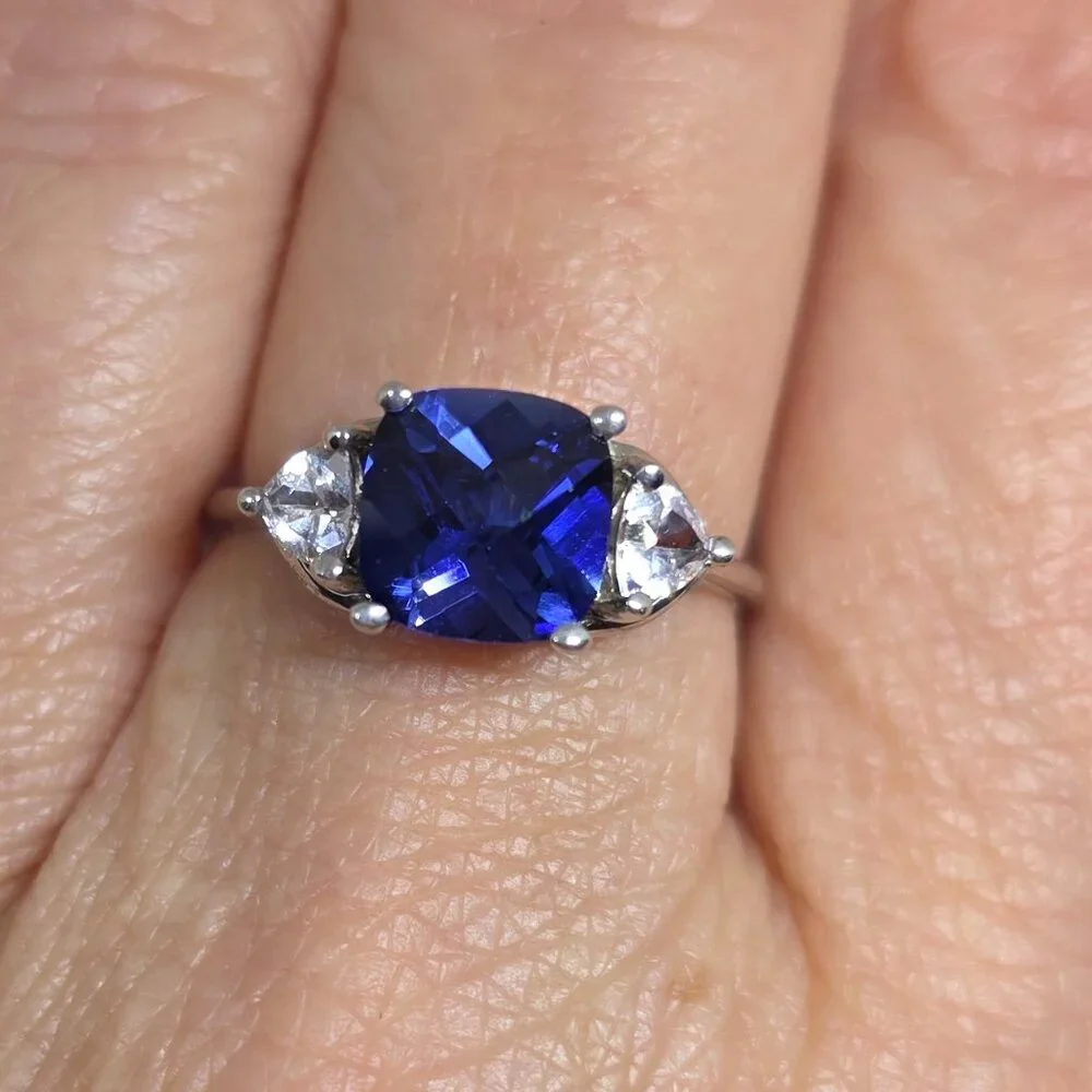 EMA Sterling Silver blue solitaire